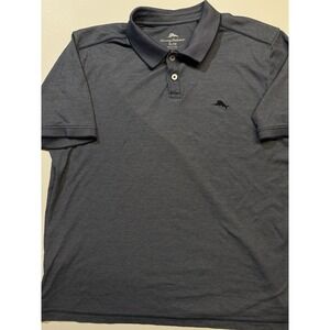 Tommy Bahama XL Blue Cotton Polyester Blend Polo Shirt Mens Short Sleeve Casual